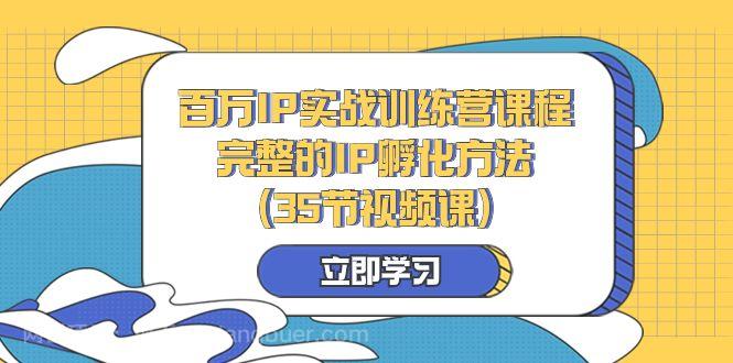 【第8918期】百万IP实战训练营课程,完整的IP孵化方法(35节视频课)