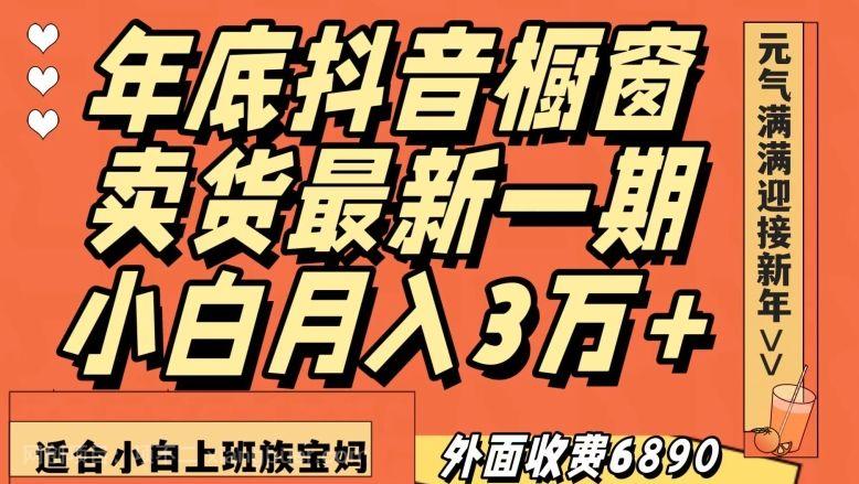 【第9158期】外面收费6890元年底抖音橱窗卖货最新一期,小白月入3万,适合小白上班族宝妈【揭秘】