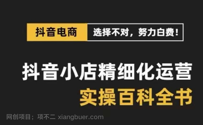 【第9277期】抖音小店 精细化运营-百科全书,保姆级运营实战讲解(28节课)