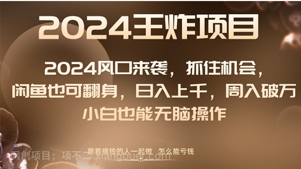 【第9313期】 2024风口项目来袭，抓住机会，闲鱼也可翻身，日入上千，周入破万，小白也能无脑操作