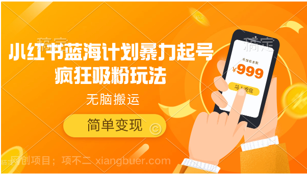【第9450期】小红书蓝海计划暴力起号疯狂吸粉,无脑搬运,简单变现