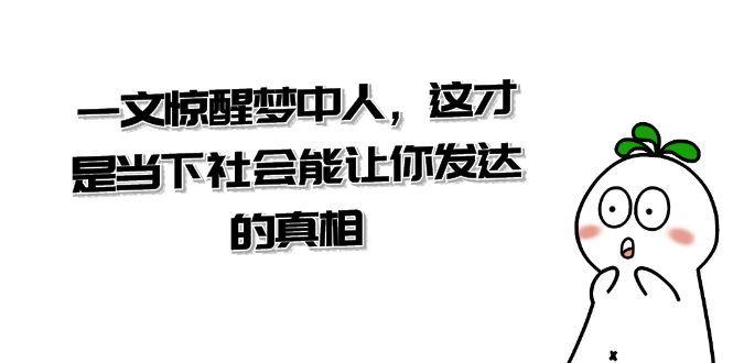 【第9530期】某公众号付费文章《一文惊醒梦中人，这才是当下社会能让你发达的真相》