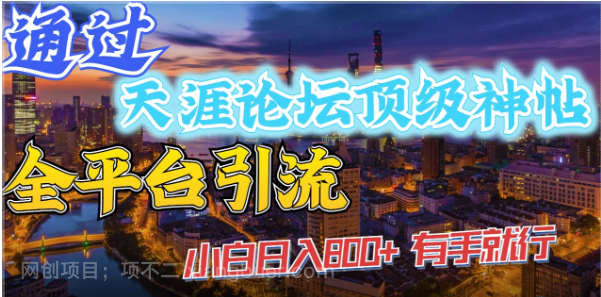 【第9575期】通过天涯顶级神帖全平台引流,小白日入800+,有手就行(教程资源合集)