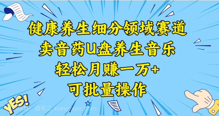 【第9579期】健康养生细分领域赛道,卖音药U盘养生音乐,轻松月赚一万+,可批量操作