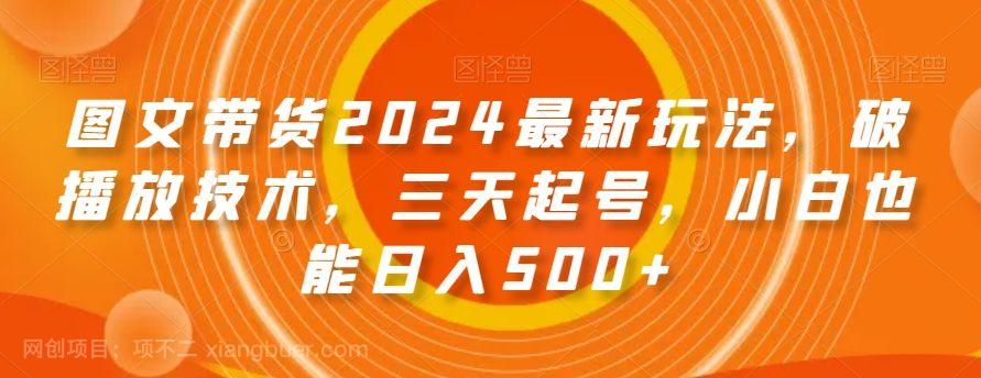 【第9584期】图文带货2024最新玩法,破播放技术,三天起号,小白也能日入500+【揭秘】