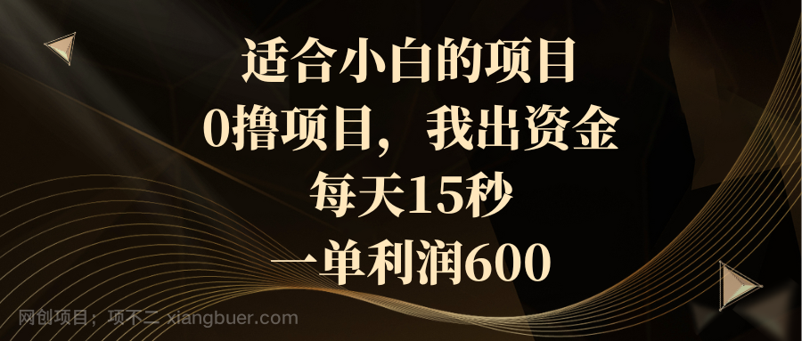 【第9717期】适合小白的项目,0撸项目,我出资金,每天15秒,一单利润600