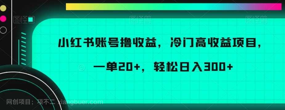 【第9775期】小红书账号撸收益,冷门高收益项目,一单20+,轻松日入300+【揭秘】