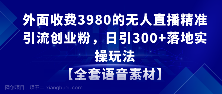 【第10258期】无人直播精准引流创业粉，日引300+落地实操玩法【全套语音素材】