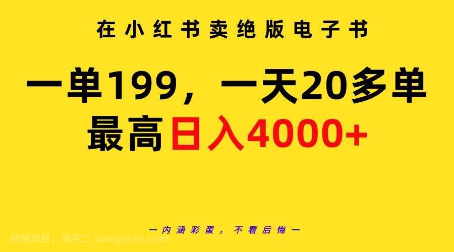 【第11221期】在小红书卖绝版电子书，一单199 一天最多搞20多单，最高日入4000+教程+资料