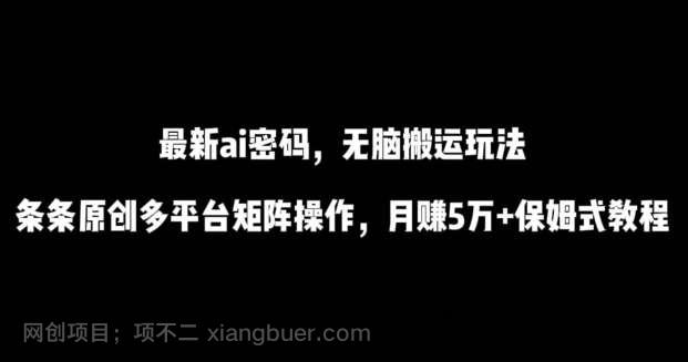 【第11478期】最新ai流量密码，傻瓜式搬运玩法，条条原创，多平台矩阵操作，月赚5万+保姆式教程