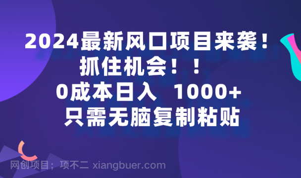 【第11899期】2024最新风口项目来袭，抓住机会，0成本一部手机日入1000+