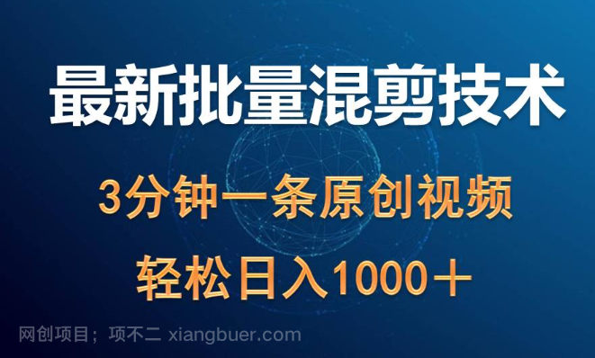 【第11993期】最新批量混剪技术撸收益热门领域玩法,3分钟一条原创视频,轻松日入1000+