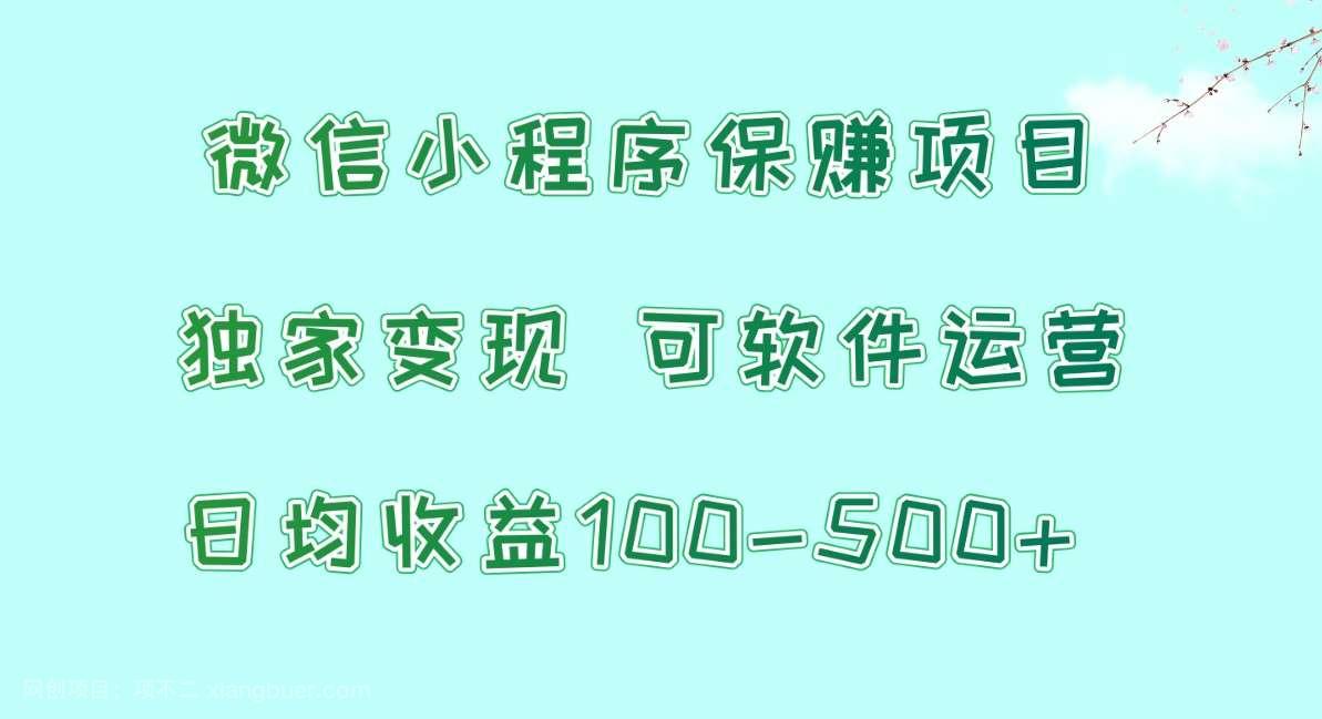 【第12004期】微信小程序保赚项目，日均收益100~500+，独家变现，可软件运营