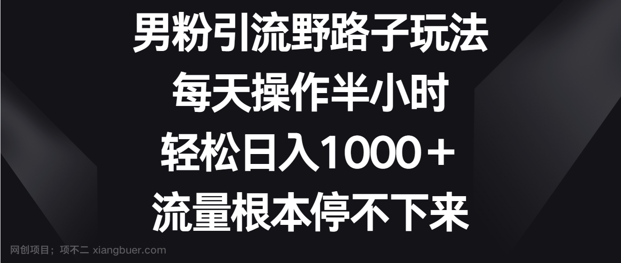 【第12071期】男粉引流野路子玩法,每天操作半小时轻松日入1000+,流量根本停不下来