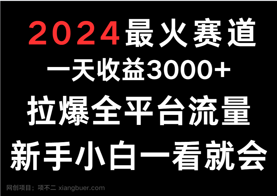【第12109期】2024最火赛道,一天收一3000+.拉爆全平台流量,新手小白一看就会
