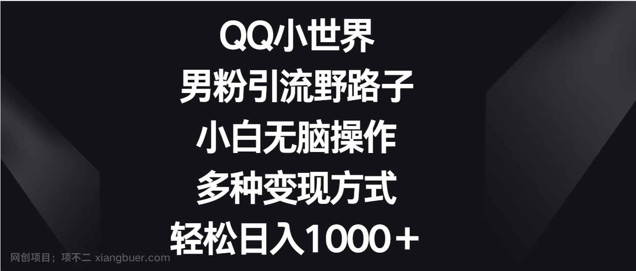 【第12129期】QQ小世界男粉引流野路子,小白无脑操作,多种变现方式轻松日入1000+