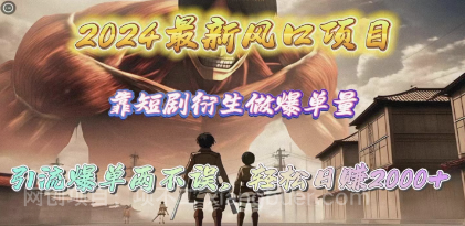 【第11294期】2024最新风口项目，靠短剧衍生做爆单量，引流爆单轻松日赚2000+