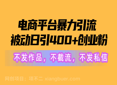 【第11359期】电商平台暴力引流,被动日引400+创业粉不发作品,不截流,不发私信