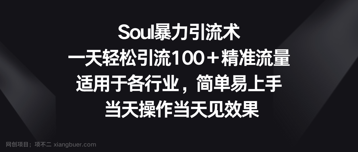 【第11448期】】Soul暴力引流术，一天轻松引流100＋精准流量，适用于各行业，简单易上手！