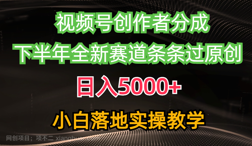 【第11511期】视频号创作者分成最新玩法，日入5000+ 下半年全新赛道条条过原创