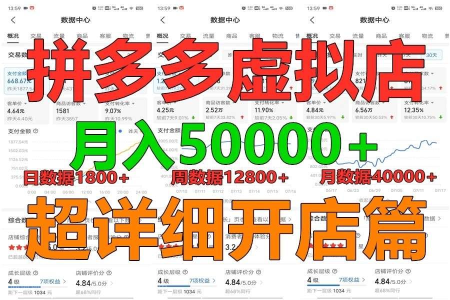 【第11595期】拼多多虚拟电商训练营月入40000+你也行，暴利稳定长久，副业首选