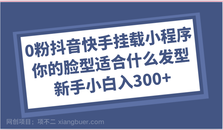 【第11815期】0粉抖音快手挂载小程序,你的脸型适合什么发型玩法,新手小白日入300+