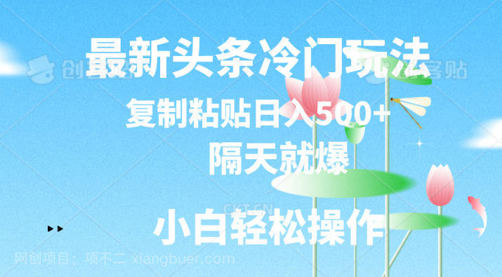 【第12845期】最新头条冷门玩法,隔天就爆,复制粘贴日入500+
