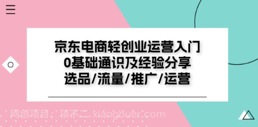 【第12715期】京东电商-轻创业运营入门0基础通识及经验分享:选品/流量/推广/运营