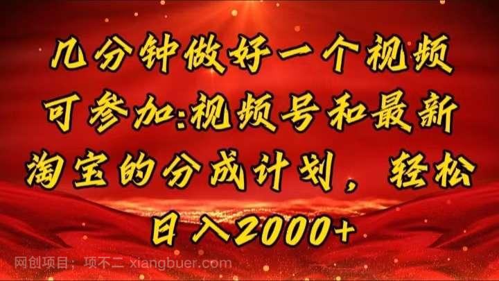 【第12909期】几分钟一个视频，可在视频号，淘宝同时获取收益，新手小白轻松日入2000