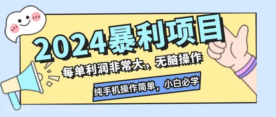 【第13170期】2024暴利项目，每单利润非常大，无脑操作，纯手机操作简单，小白必学项目