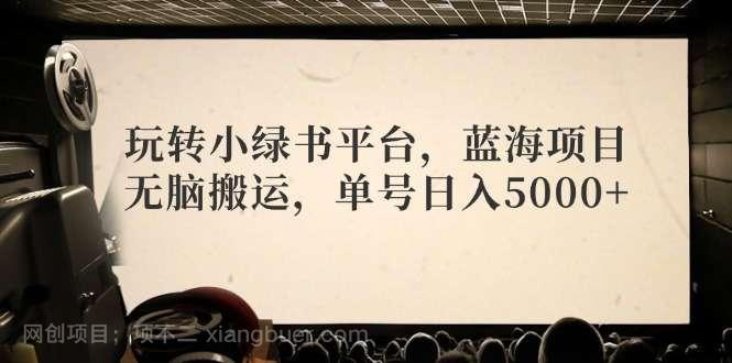 【第13394期】玩转小绿书平台,蓝海项目,无脑搬运,单号日入5000+