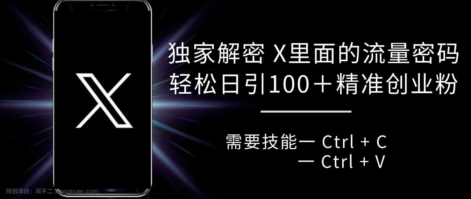 【第14429期】 独家解密 X 里面的流量密码，复制粘贴轻松日引100+粉，精准迅速获客