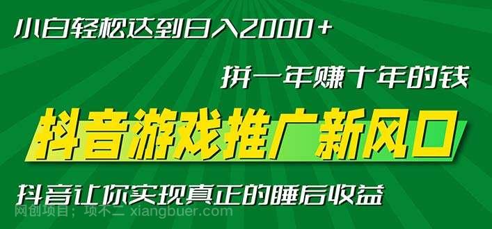 【第14435期】新风口抖音游戏推广—拼一年赚十年的钱,小白每天一小时轻松日入2000+