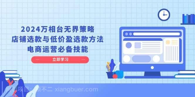 【第14833期】2024万相台无界策略,店铺选款与低价盈选款方法,电商运营必备技能