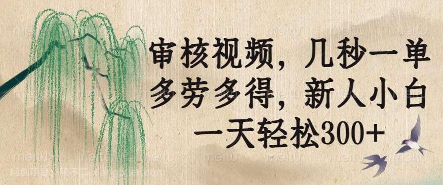 【第14740期】审核视频，几秒一单，多劳多得，新人小白一天轻松300+