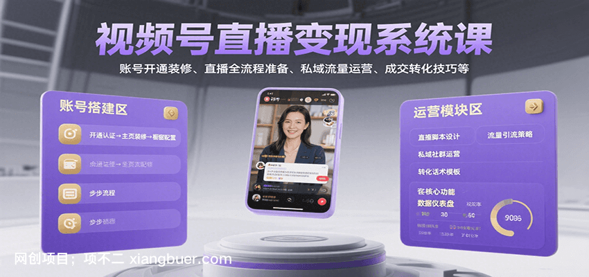 【第15966期】视频号直播变现系统课,账号开通装修、直播全流程准备、私域流量运营、成交转化技巧等
