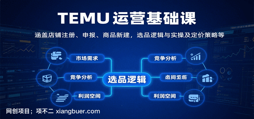 【第16740期】TEMU运营基础课:涵盖店铺注册、申报、商品新建,选品逻辑与实操及定价策略等