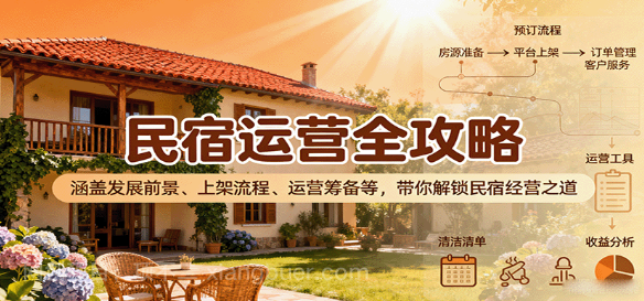 【第17295期】民宿运营全攻略：涵盖发展前景、上架流程、运营筹备等，带你解锁民宿经营之道