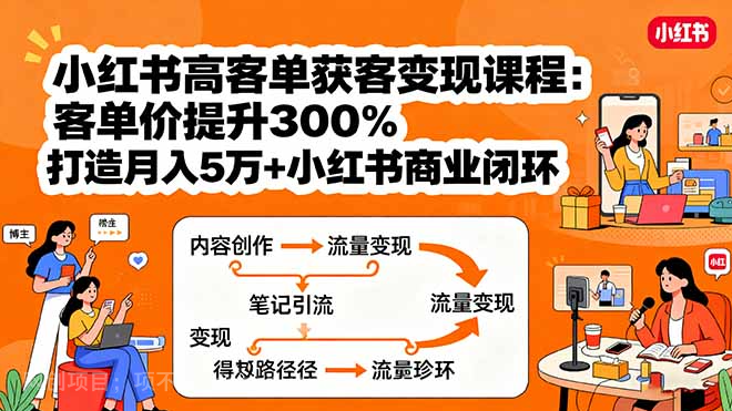 【第17310期】小红书高客单获客变现课程：客单价提升300%，打造月入10万+小红书商业闭环