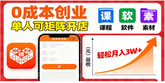 【第17409期】拼多多虚拟电商，0成本，单人可矩阵开店，轻松月入3W+