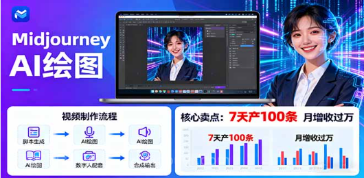 【第17420期】AI绘图照片开口说话视频制作：Midjourney+数字人，7天产100条月增收过万