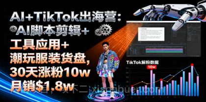【第17502期】AI+TikTok出海营:AI脚本剪辑+工具应用+潮玩服装货盘,30天涨粉10w月销$1.8w