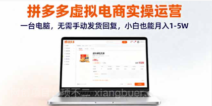 【第17832期】拼多多虚拟电商实操运营，一台电脑，无需手动发货回复，小白也能月入1-5W