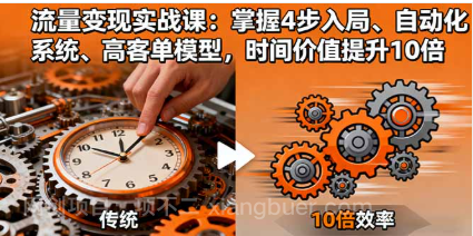 【第17905期】流量变现实战课：掌握4步入局、自动化系统、高客单模型，时间价值提升10倍