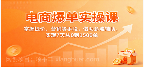 【第17918期】电商爆单实操课：掌握提价、营销等手段，借助多流辅助，实现7天从0到1500单