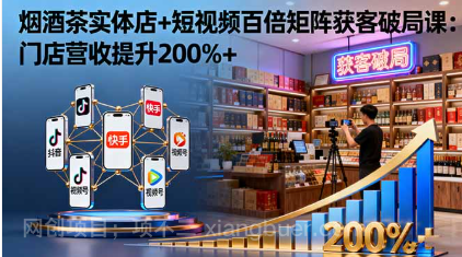【第17974期】烟酒茶实体店+短视频百倍矩阵获客破局课：门店营收提升200%+
