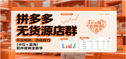 【第17997期】拼多多无货源店群：平台规则、选品技巧（卡位 + 蓝海），软件使用全教学