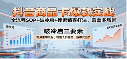 【第18043期】抖音商品卡爆款实战：全流程SOP+破冷启+搜索猜喜打法，覆盖多场景