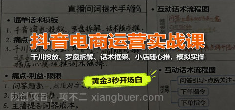 【第18863期】抖音电商运营实战课:千川投放、罗盘拆解、话术框架、小店随心推,模拟实操