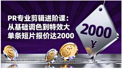 【第18890期】PR专业剪辑进阶课：从基础调色到特效大片的进阶技能，单条短片报价达2000